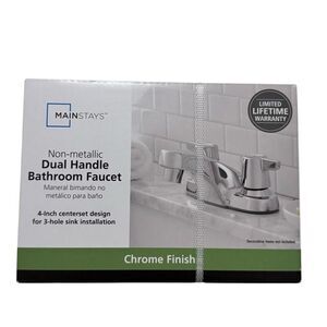 Mainstays Nonmetallic 4" Centerset Bathroom Faucet in Chrome New